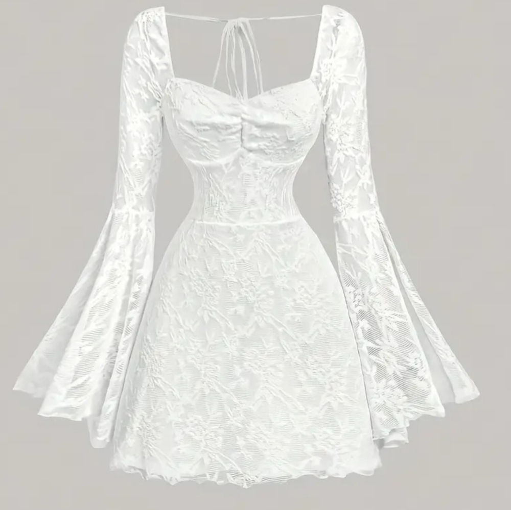 Wedding White Dress W/ Bell Sleeves NWOT XL